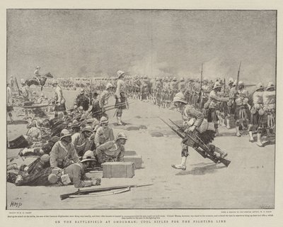 En el campo de batalla de Omdurman, enfriando rifles para la línea de combate de Henry Marriott Paget